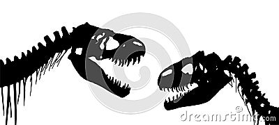 Skeletons of ancient big dinosaurs. Vector Illustration