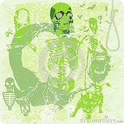Skeletons dancing Vector Illustration