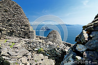 Skellig Michael or Great Skellig, home to the ruined remains of a Christian monastery, Country Kerry, Ireland Stock Photo