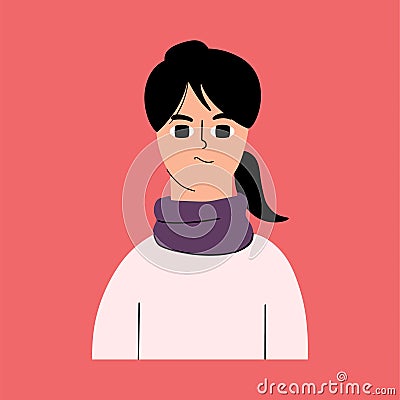 Skeptic woman. A young girl with a suspicious look Vector Illustration