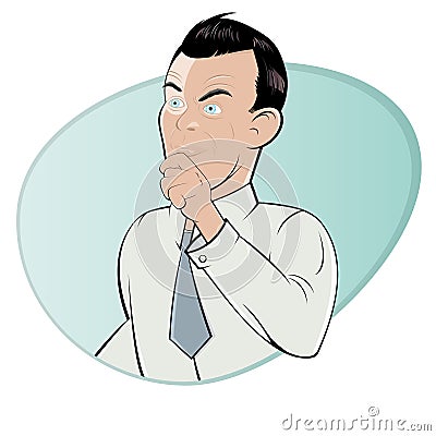 Skeptical cartoon man Stock Photo