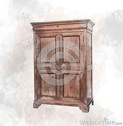 Sketch of a Antique wooden commode Stock Photo