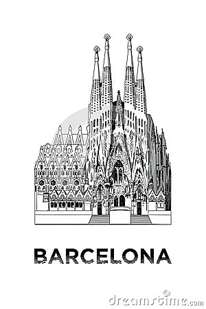 The Sketch Of Basilica And Expiatory Church Of The Holy Family Stock ...