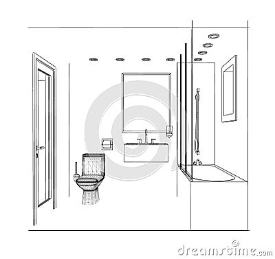 Sketch Bathroom Royalty Free Stock Photography - Image: 29980857