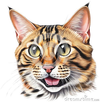 A sketch of a Bengal cat. AI-Generated. Stock Photo
