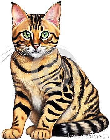 A sketch of a Bengal cat. AI-Generated. Stock Photo