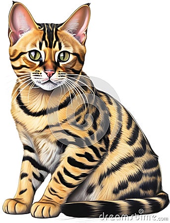 A sketch of a Bengal cat. AI-Generated. Stock Photo