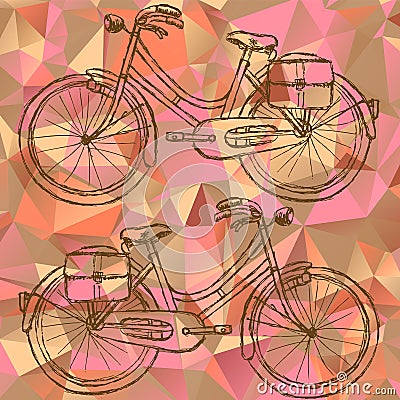 Sketch bicycle on triangles background Stock Photo