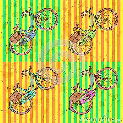 Sketch bicycle, vector vintage background Vector Illustration