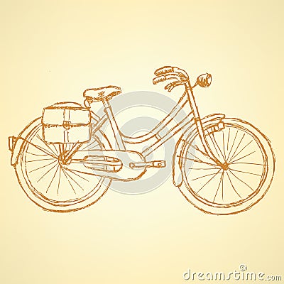 Sketch bicycle, vector vintage background Vector Illustration