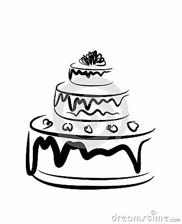 Sketch of big delicious cake Vector Illustration