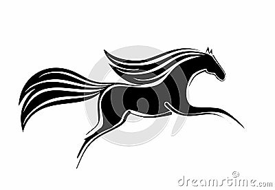 Sketch of a black running horse Stock Photo
