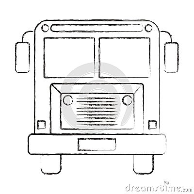 Sketch blurred silhouette image front view school bus with wheels Vector Illustration