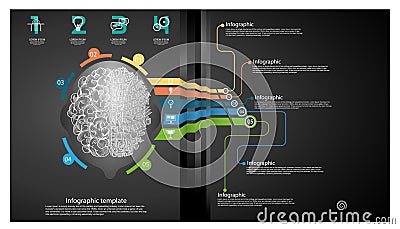 Sketch brain - Creativity modern Idea and Concept illustration- infographic template. Vector Illustration