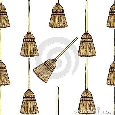 Sketch broom in vintage style Stock Photo