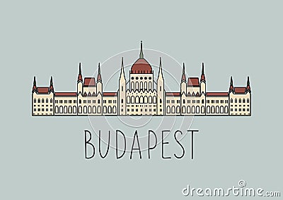 Sketch of Budapest Parliament Vector Illustration