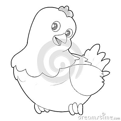 sketch cartoon scene with happy farm young chicken hen or rooster illustration for children Cartoon Illustration