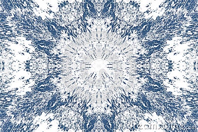 Sketch for ceramic tiles. Blue symmetrical pattern on a white background. Seamless Stock Photo