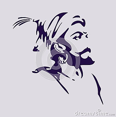 Sketch of Chatrapati Shivaji Maharaj Indian Ruler and a member of the Bhonsle Maratha clan outline, silhouette editable Vector Illustration