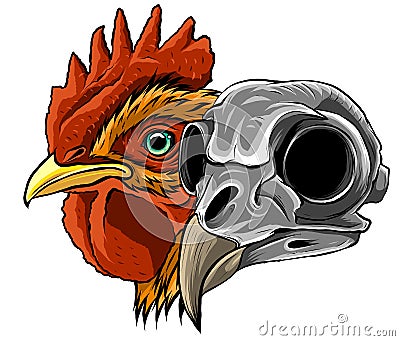 Sketch Chicken Skull vector and artwork illustration Vector Illustration