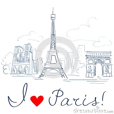 Sketch of the city, Paris Vector Illustration