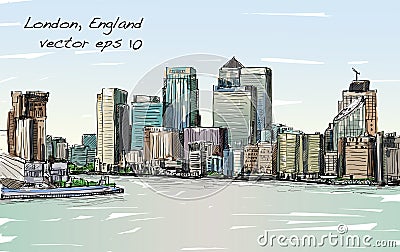 Sketch cityscape of London, England, show skyline and buildings Vector Illustration