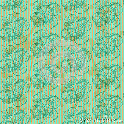 Sketch clover, vector seamless pattern, saint Patrick day symbo Vector Illustration