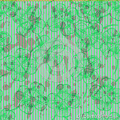 Sketch clover, vector seamless pattern, saint Patrick day symbo Stock Photo