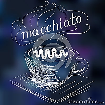 Sketch of coffee macchiato Vector Illustration