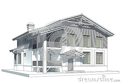 Sketch of the cottage with tiled roof Stock Photo