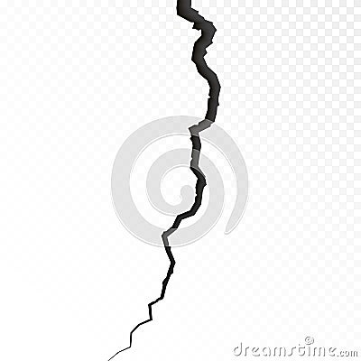 Sketch crack texture on transparent background. Surface cracked ground. Split terrain after earthquake. Vector Vector Illustration