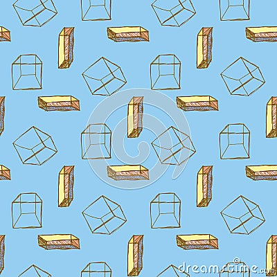Sketch cube in vintage style Vector Illustration