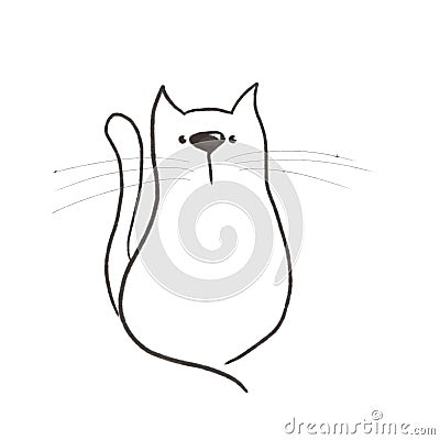 Sketch cute cat on white background Stock Photo