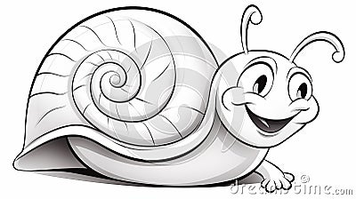 Sketch the cute outline of a smiling snail with a swirling shell Stock Photo