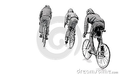 Sketch of cyclist riding fixed gear bicycle on street, illustration vector Vector Illustration