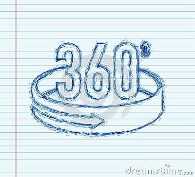 sketch The 360-degree Angle icon. Geometric mathematical symbol. Full rotation Vector Illustration