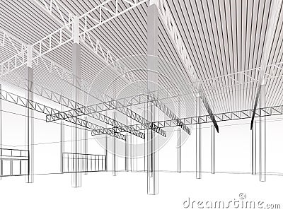 Sketch design of interior warehouse Stock Photo