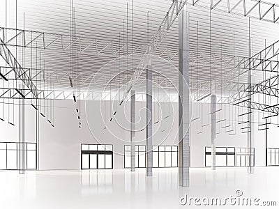 Sketch design of interior warehouse, Stock Photo