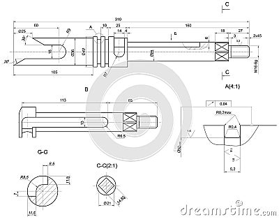 Sketch of different engineering elements Vector Illustration