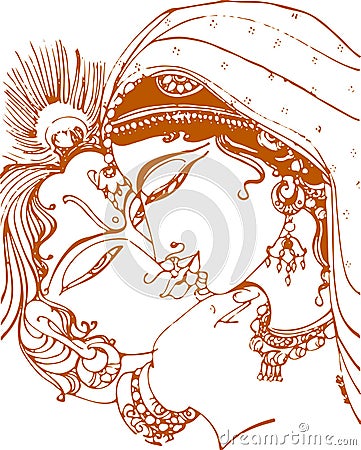 Sketch of different types of Lord Krishna, Vishnu Avatar outline editable illustration Vector Illustration