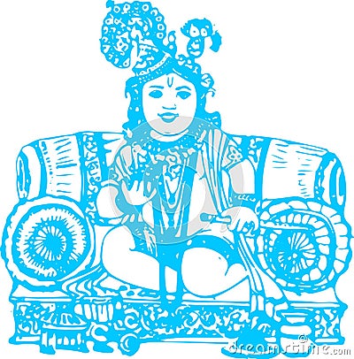 Sketch of different types of Lord Krishna, Vishnu Avatar outline editable illustration Vector Illustration