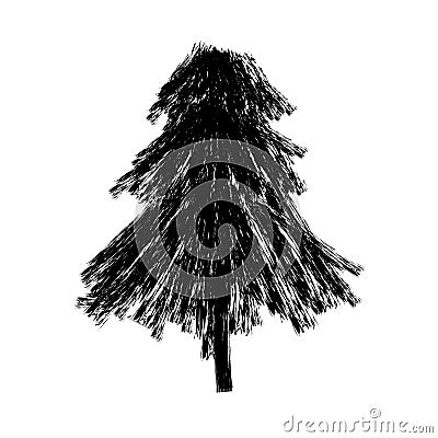 Sketch doodle black fir tree Vector Illustration