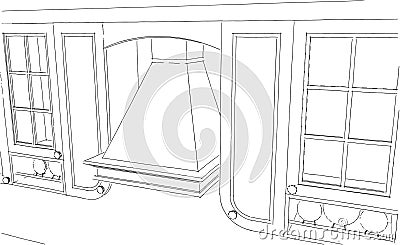 Sketch drawing of classic kitchen details Stock Photo