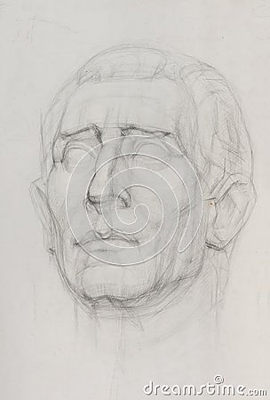 Sketch drawing of gypsum sculpture head Stock Photo