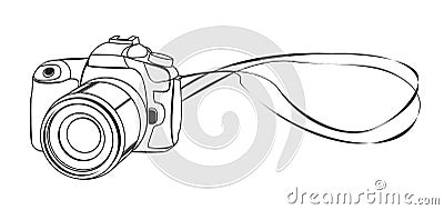 Sketch of DSLR camera Vector Vector Illustration