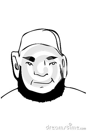 Sketch of the face of an adult male with a beard Vector Illustration
