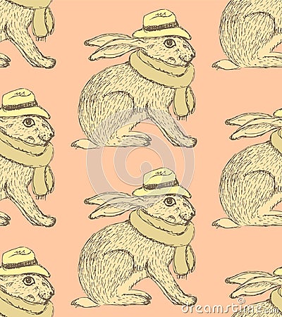 Sketch fancy hare in vintage style Stock Photo