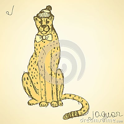 Sketch fancy jaguar in vintage style Stock Photo