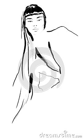 Sketch fashion model abstract line illustration Cartoon Illustration