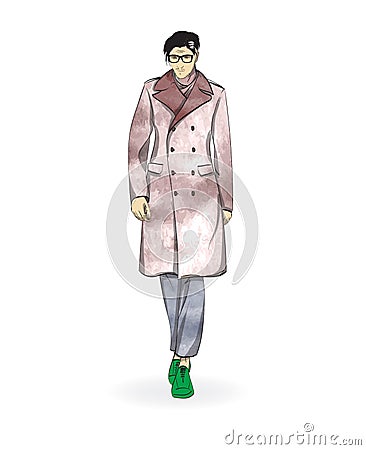 Sketch of a fashionable man Stock Photo